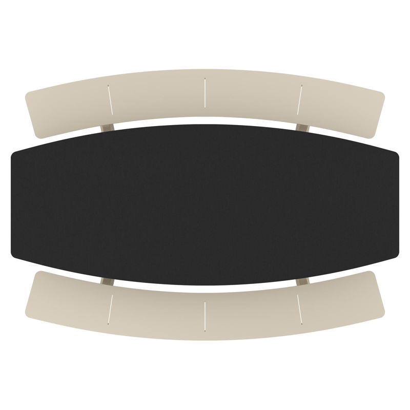 Table de pique-nique Forno forme de bateau forme de bateau en aluminium beige et céramique pleine Nero Black - Lg. 240 x Lrg. 181 x Haut. 72 cm