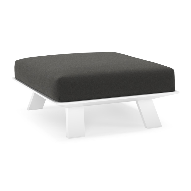 Cesano poef in wit aluminium met natte sooty all weather Sunbrella® luxe kussen