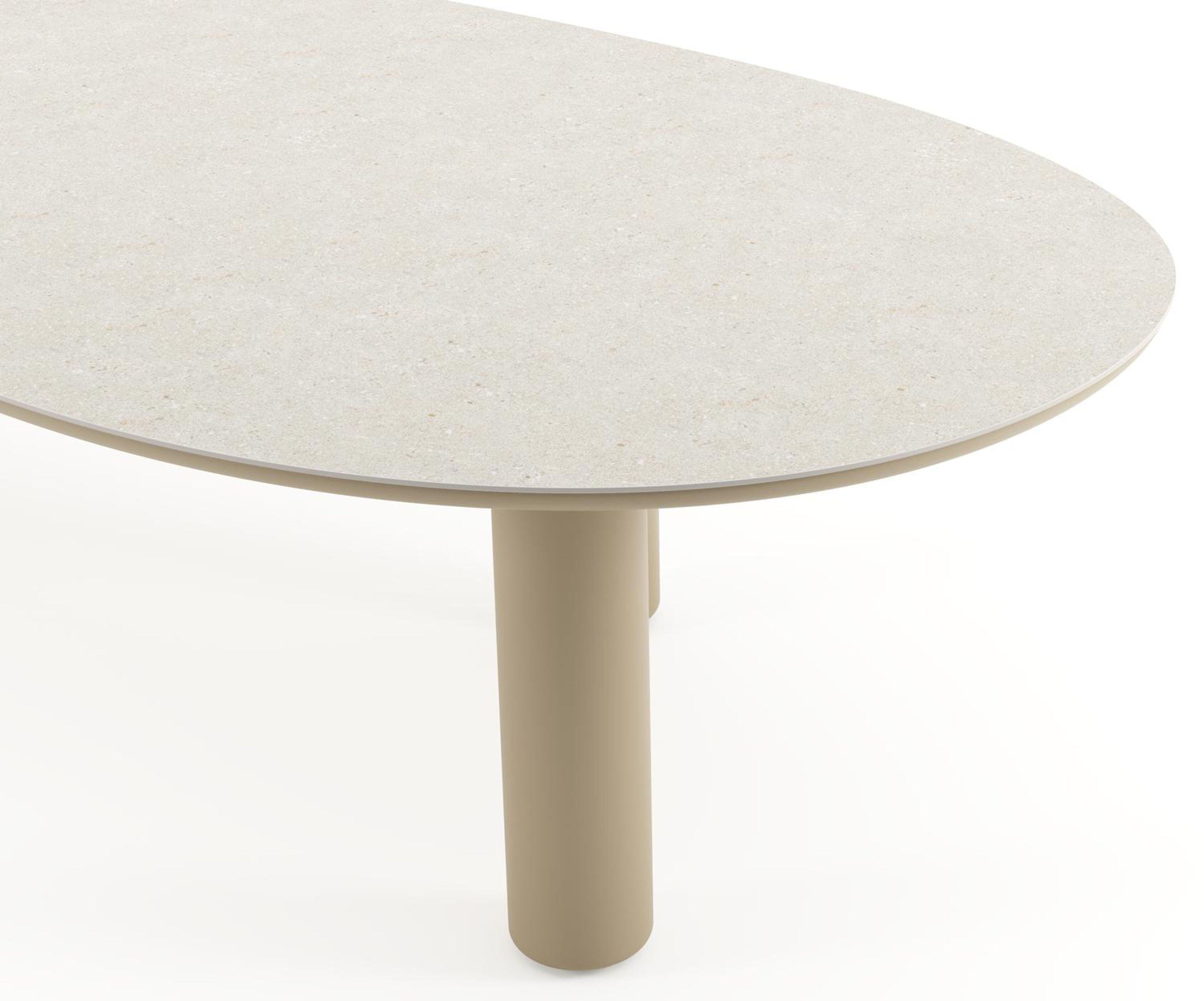 Amico tuintafel organisch in beige aluminium en volkeramiek Shilin - L 320 x B 145 x H 73.5 cm