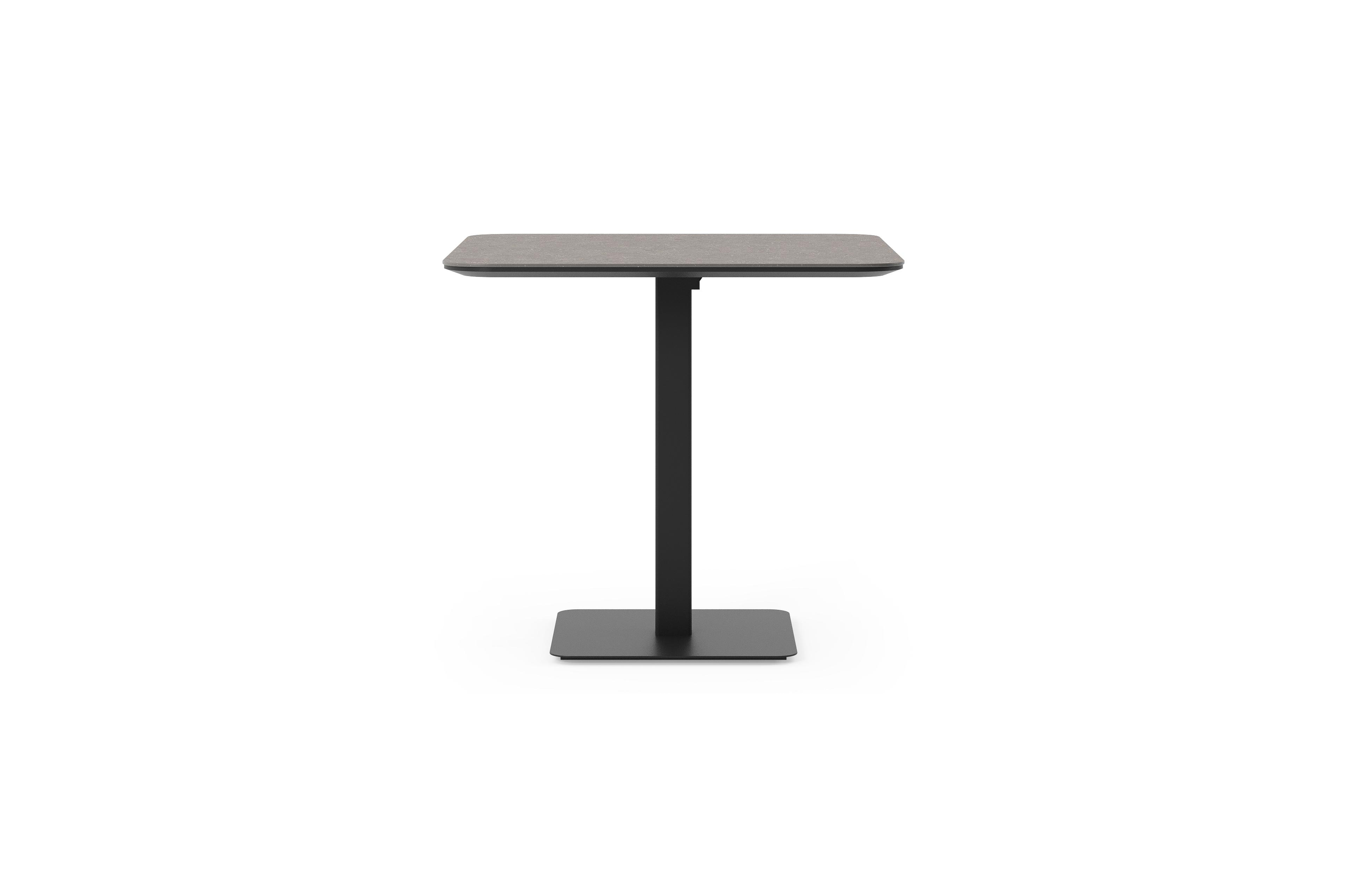 Fano kantelbare tuintafel vierkant afgerond in zwart aluminium en volkeramiek wulong - L 80 x B 80 x H 72.5 cm