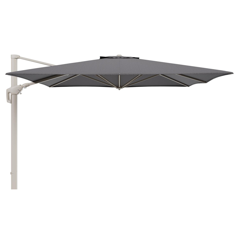 Parasol pendant Minore avec fonction tilt en aluminium beige et toile de parasol All Weather Solica Firenze Tunder - Lg.1 350 x Lg.2 350 cm (sans pied de parasol