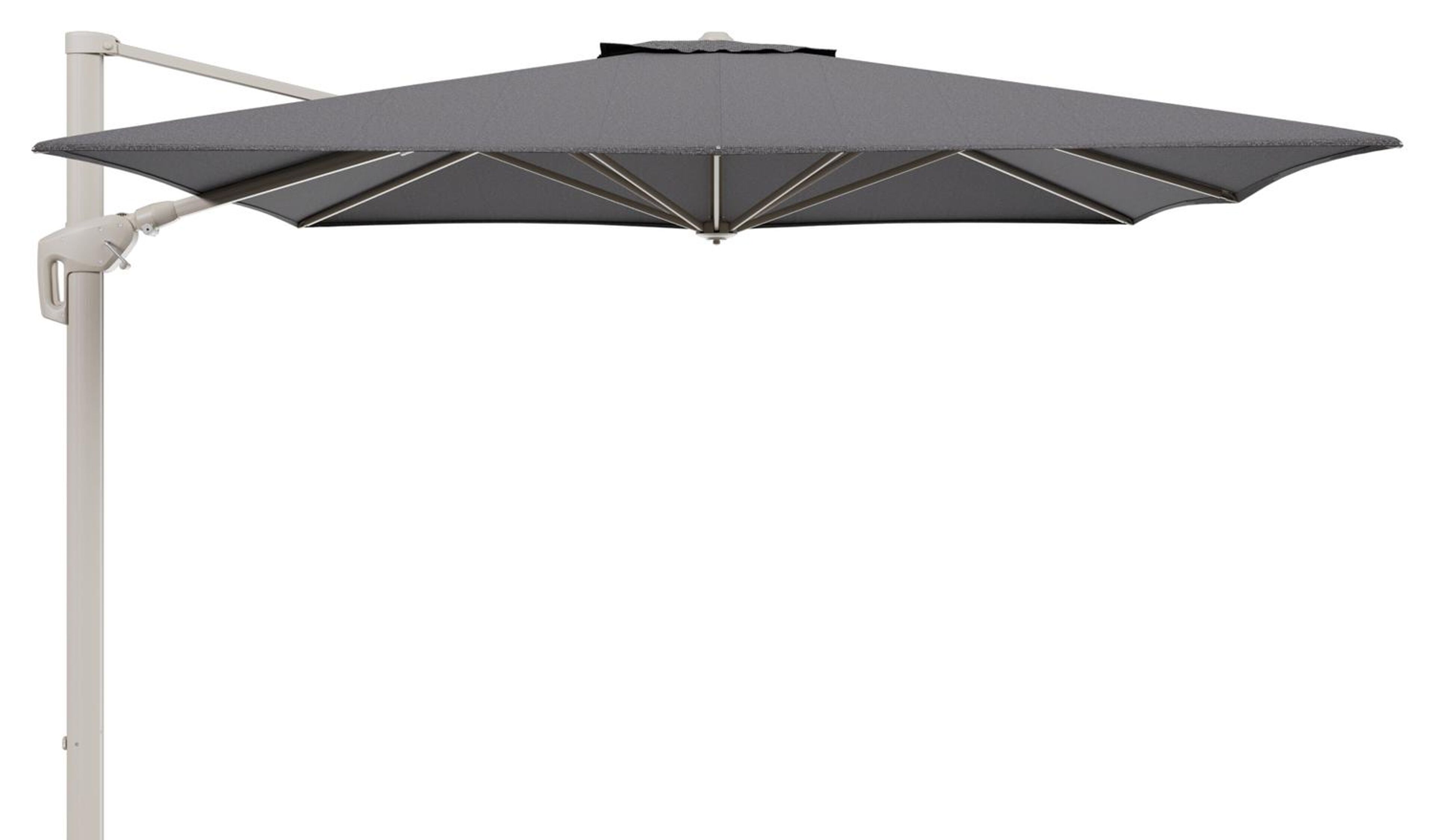 Minore zweefparasol met tiltfunctie in beige aluminium en Firenze Tunder All Weather Solica parasoldoek - L1 350 x L2 350 cm (zonder voet) (zonder voet)