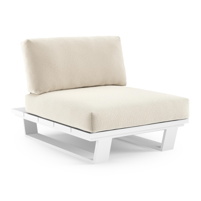 Pagino loungestoel in wit aluminium met althea off white all weather cosytica kussen