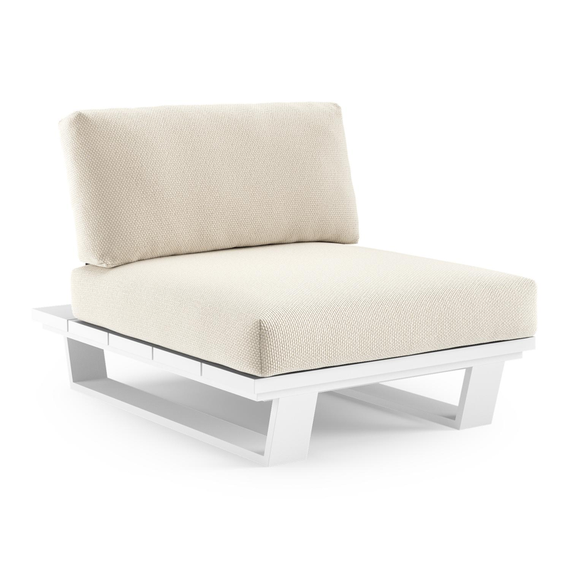 Pagino loungestoel in wit aluminium met althea off white all weather cosytica kussen