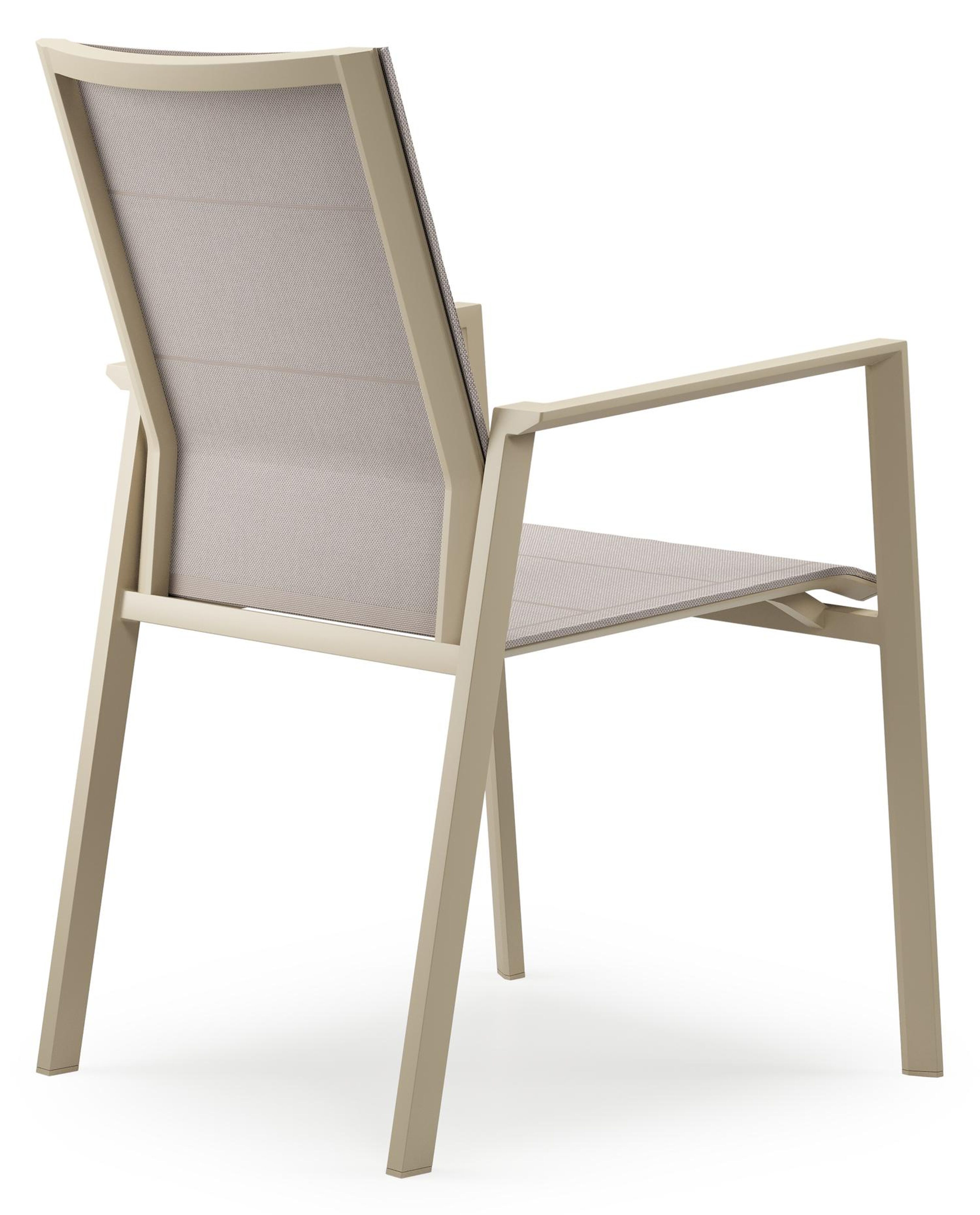 Cirello stapelbare tuinstoel in beige aluminium en beige single textilene