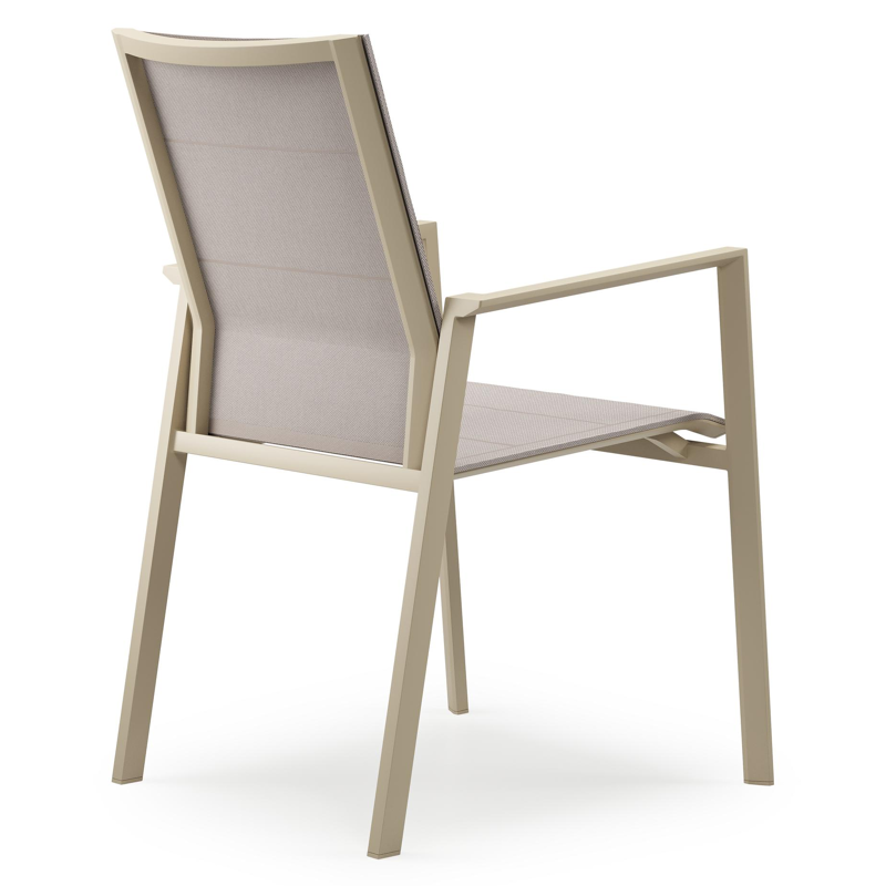 Cirello stapelbare tuinstoel in beige aluminium en beige single textilene