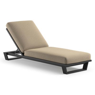 Pagino verstelbaar ligbed in zwart aluminium met althea camel all weather Cosytica kussen