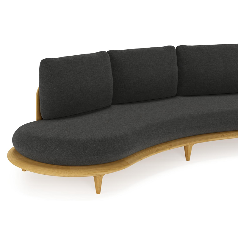 Bomero loungebank in teak met chartres sooty all weather sunbrella® luxe kussen