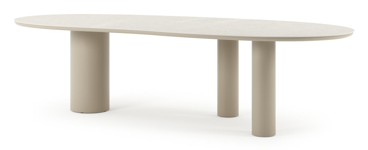Organo tuintafel organisch in beige aluminium en volkeramiek Shilin L 280 x B 120 x H 74 cm