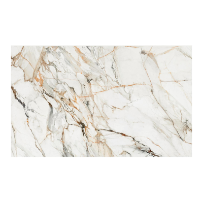 Table de jardin Nano en aluminium blanc et céramique pleine calacatta luxe - Lg 240 x Larg. 148 x H 74 cm