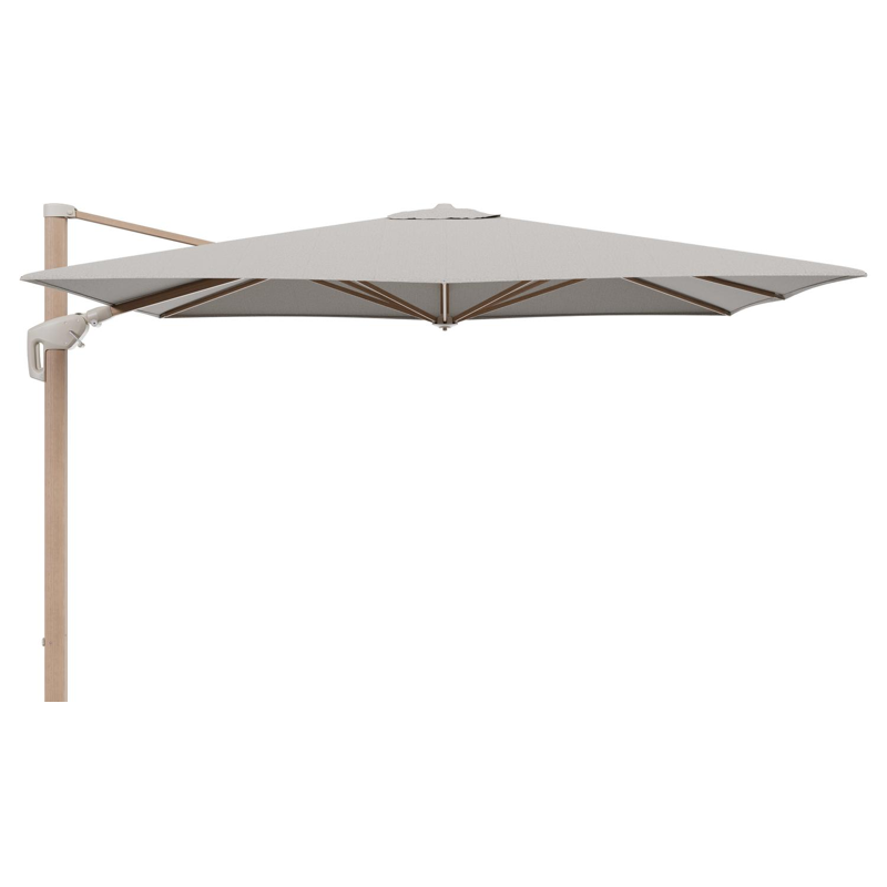 Parasol pendant Minore avec fonction tilt en aluminium aspect de bois et toile de parasol All Weather Solica Firenze Sand - Lg.1 280 Lg.2 370 cm (sans pied de parasol)