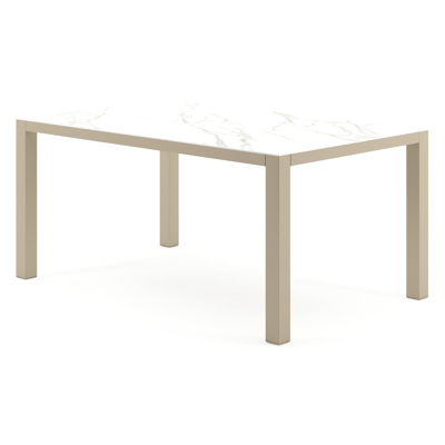 Como tuintafel rechthoekig in beige aluminium en volkeramiek Calacatta - L 160 x B 100 x H 73 cm
