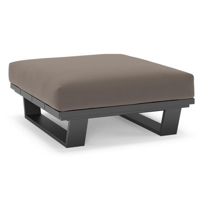 Pagino poef in zwart aluminium met natte nature grey all weather sunbrella® luxe kussen
