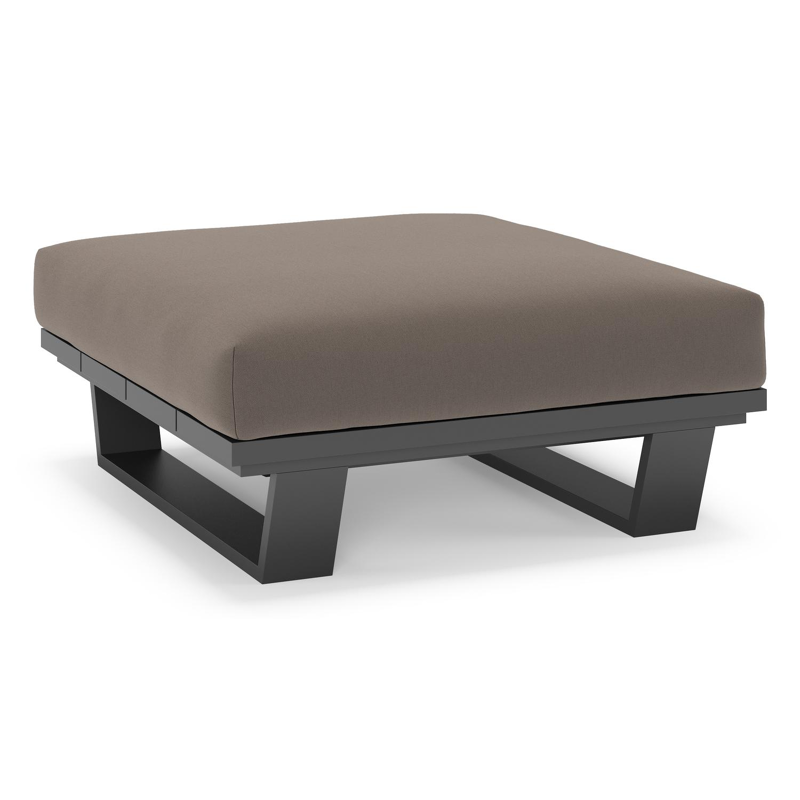 Pagino poef in zwart aluminium met natte nature grey all weather sunbrella® luxe kussen