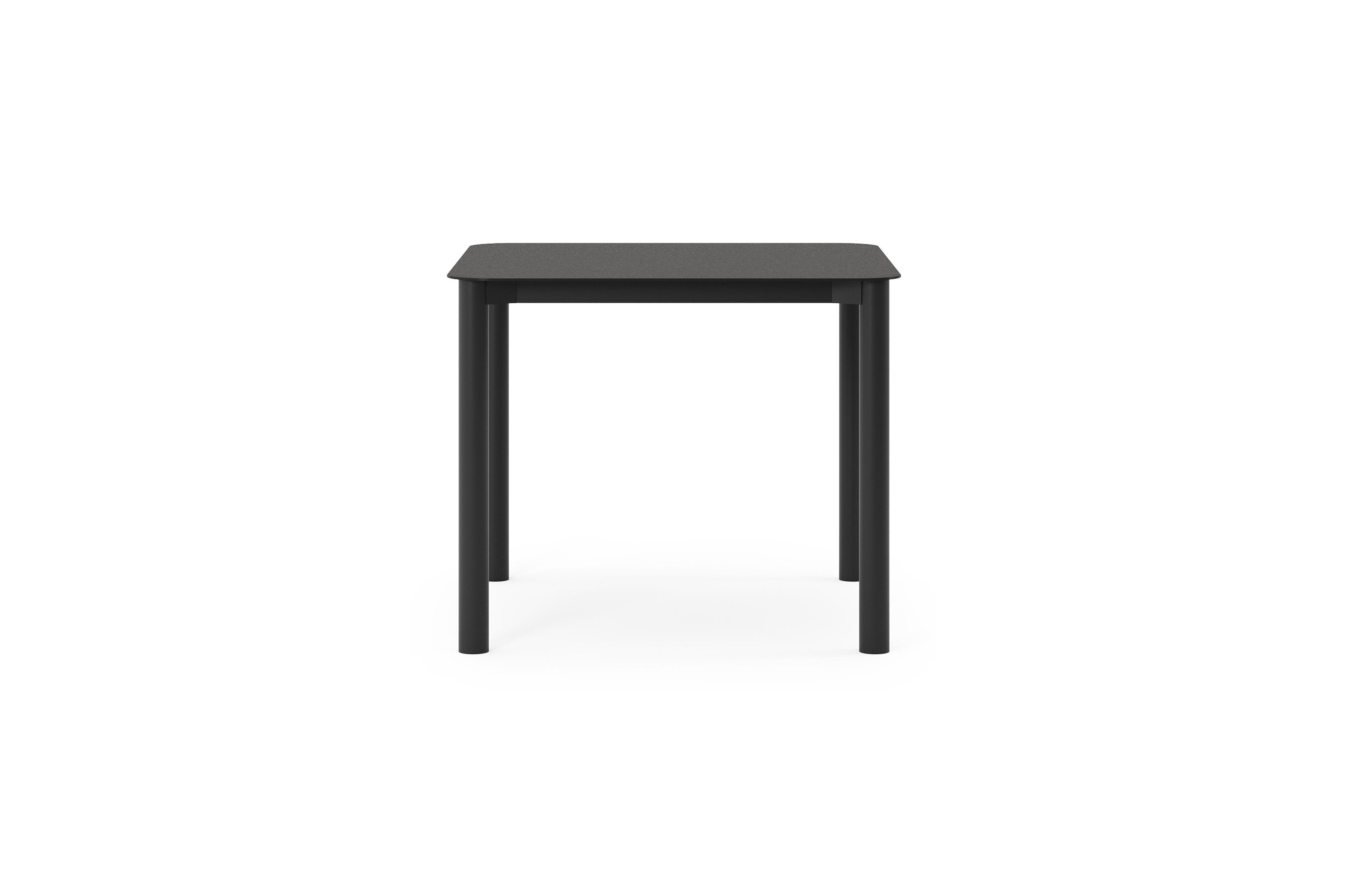 Orso tuintafel afgerond vierkant in zwart aluminium en volkeramiek zwart - L 90 x B 90 x H 75 cm