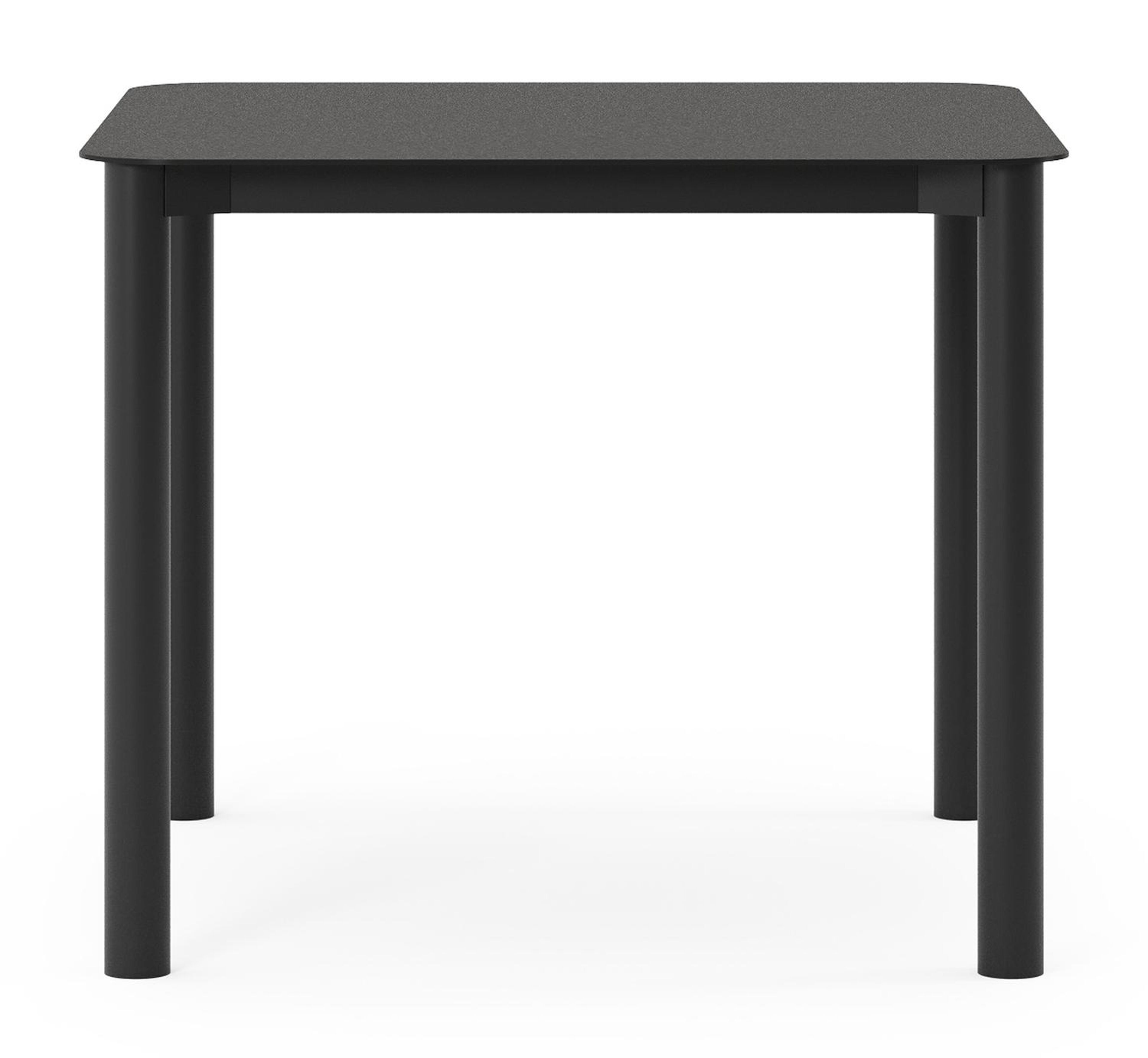 Table de jardin Orso carré arrondi en aluminium noir et céramique pleine noir - Lg. 90 x Lrg. 90 x Haut. 75 cm