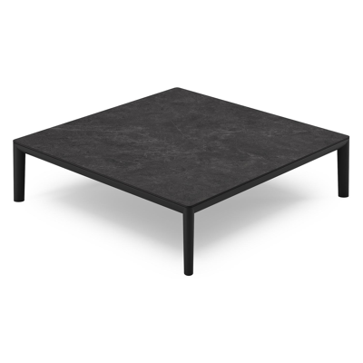 Tolosa loungetafel in zwart aluminium en zwart sintered stone - L 90 x B 90 x H 38 cm