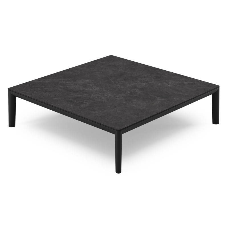 Tolosa loungetafel in zwart aluminium en zwart sintered stone - L 90 x B 90 x H 38 cm