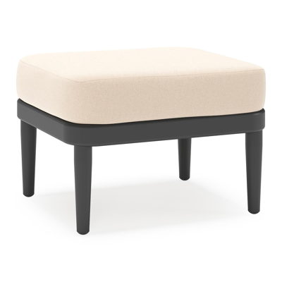 Pouf Orso en aluminium noir et coussins en all weather sunbrella® luxe Natte Linen Chalk