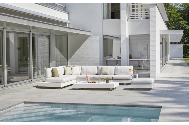 Table d'appoint Tufo en aluminium blanc - Lg 40 x larg. 47 x H 45 cm