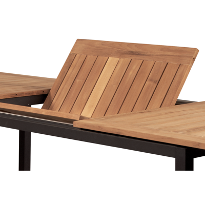 Amalfi verlengbare tuintafel in zwart aluminium en teak - L 200/280 x B 100 x H 75 cm