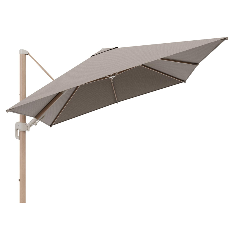 Rufina zweefparasol tiltfunctie in houtlook aluminium en parasoldoek in All Weather Solica Firenze Earth  - L1 300 x L2 300 cm (zonder voet) (zonder voet)