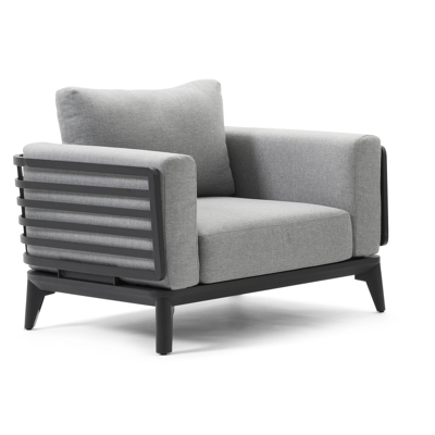 Mosa loungezetel 1-zit in zwart aluminium met grijs weather+ softtouch kussen