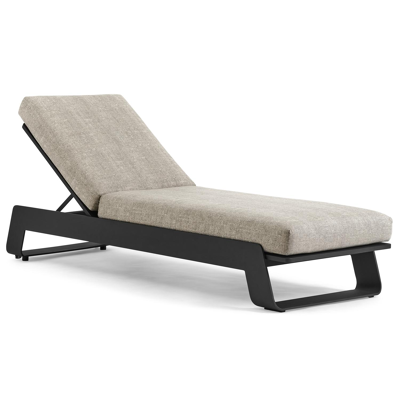 Chaise longue réglable Atessa en aluminium noir avec all weather sunbrella® luxe chartres pewter coussin