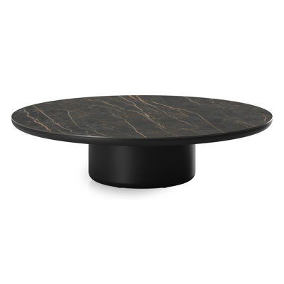 Table de basse Amico ronde en aluminium noir et céramique pleine Black Obsession - Diam. 110 x Haut. 28 cm