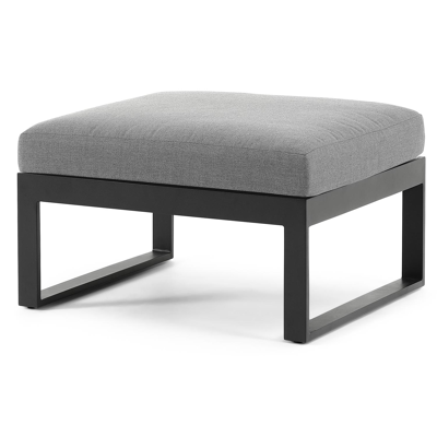 Caldela loungeset in zwart aluminium met grijs polyester kussens en loungetafel