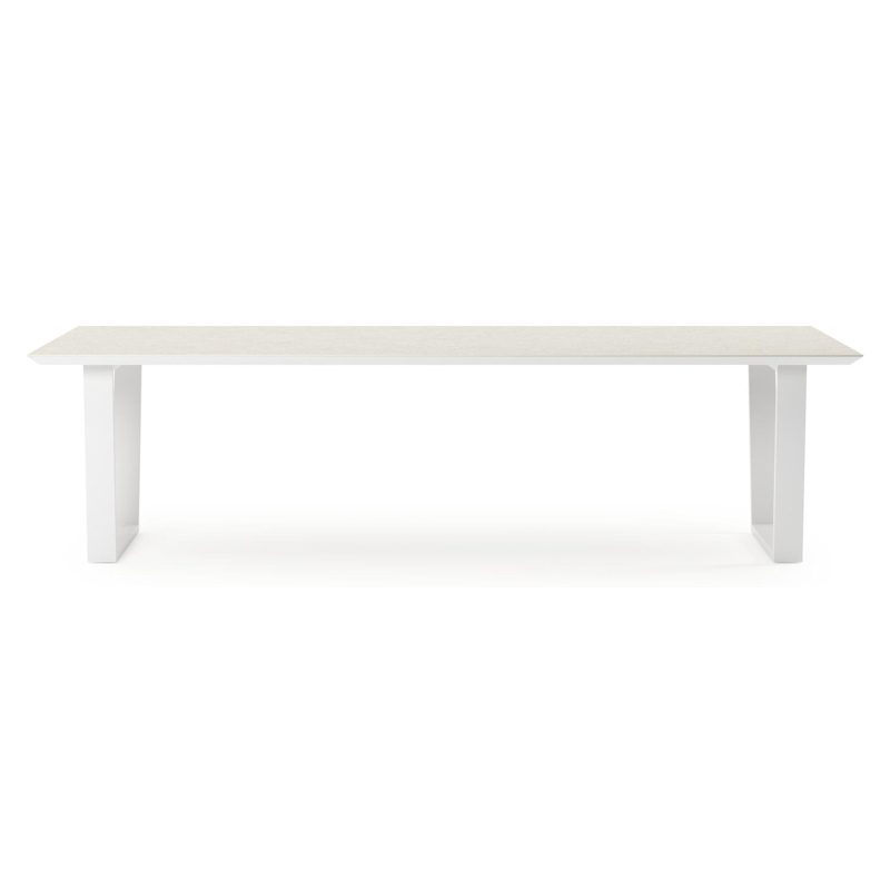 Pagino tuintafel in wit aluminium en volkeramiek shilin - L 280 x B 110 x H 74,5 cm