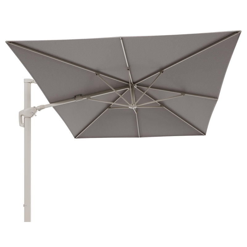 Minore zweefparasol met tiltfunctie in beige aluminium en Wander Granite All Weather Sunbrella® Luxe parasoldoek - L1 400 x L2 300 cm (zonder voet)