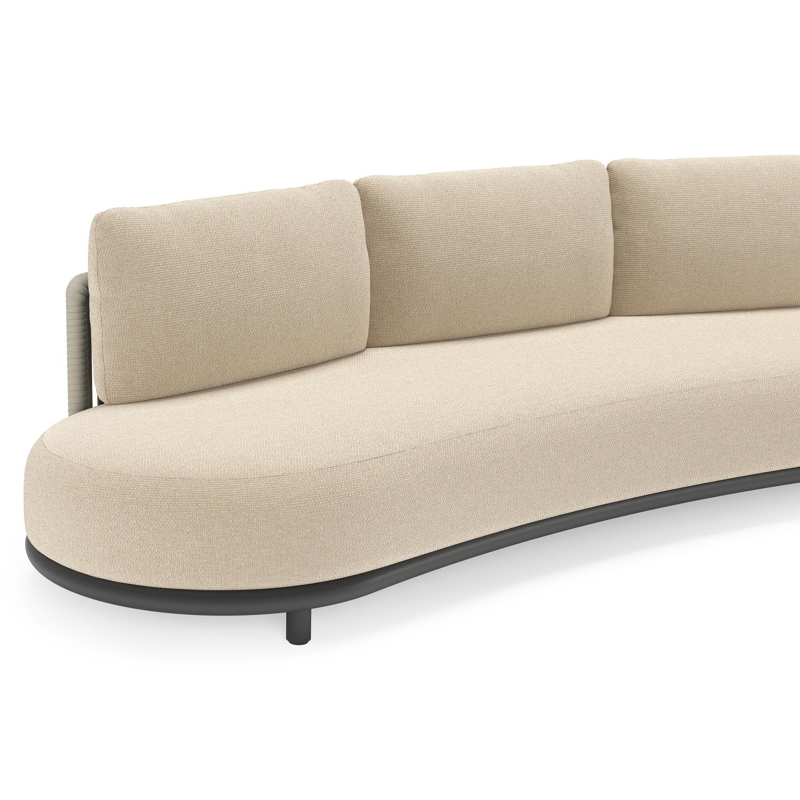 Lomano loungeset in zwart aluminium en beige verticaal geweven luxe vlakke rope met Althea Chalk all weather cosytica