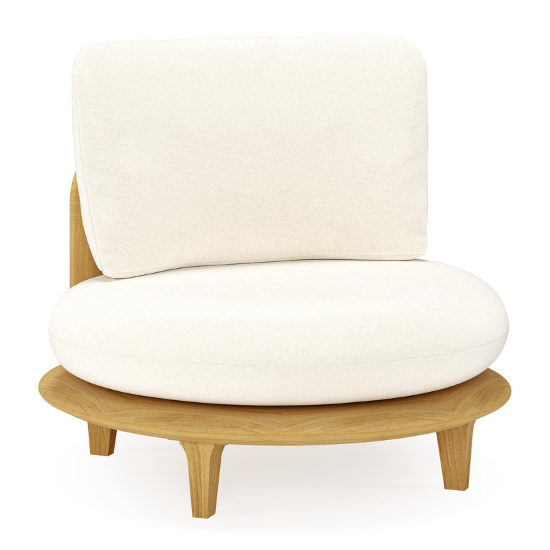 Bomero loungestoel in teak met natte white all weather sunbrella® luxe kussen