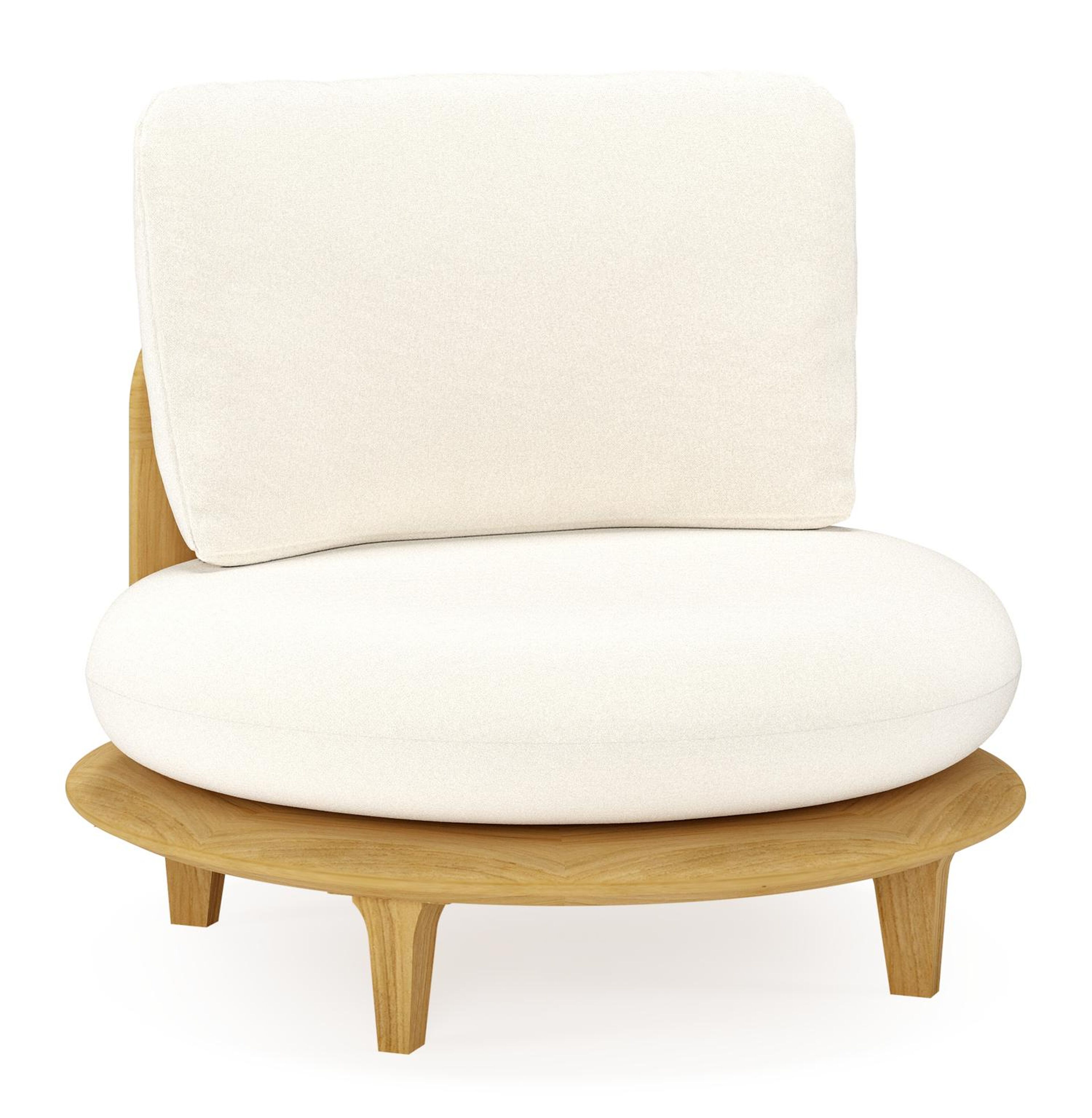 Bomero loungestoel in teak met natte white all weather sunbrella® luxe kussen