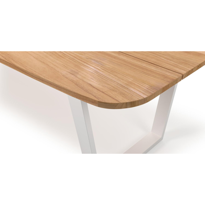 Pagino tuintafel in wit aluminium en teak - L 280 x B 115 x H 75 cm