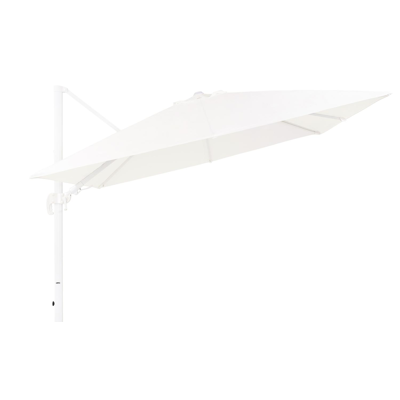 Avola zweefparasol met tiltfunctie in wit aluminium met wit weather+ softtouch parasoldoek - L1 300 x L2 300 cm (zonder voet)