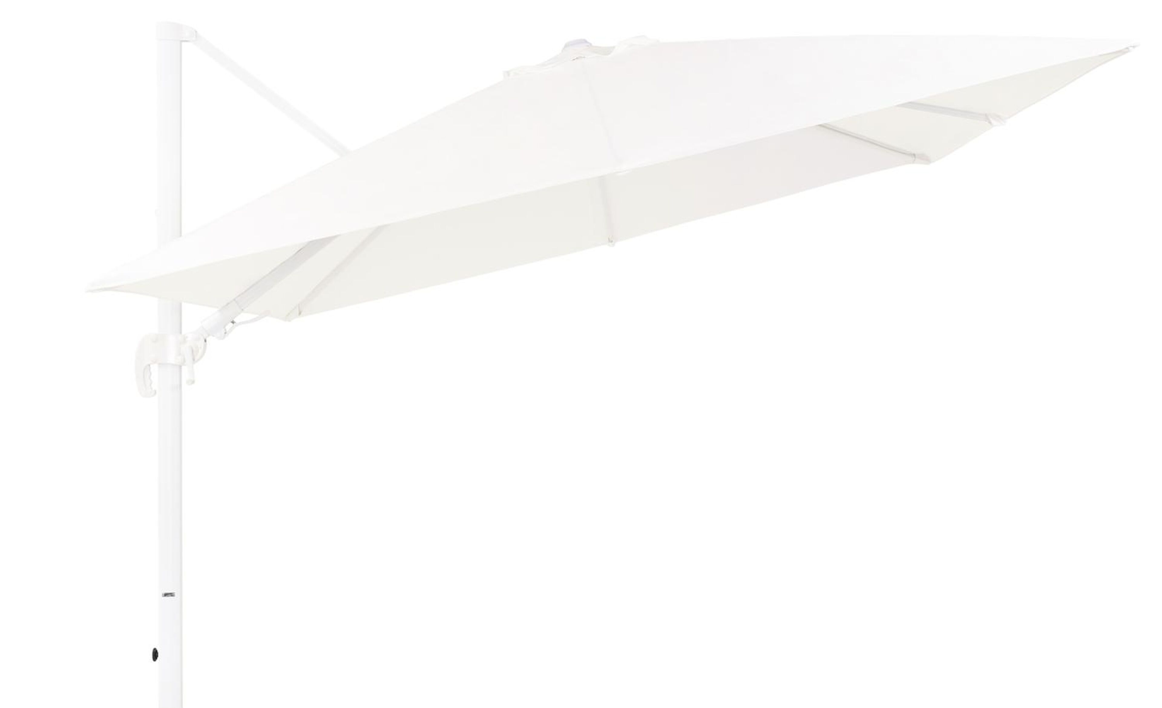 Parasol pendant Avola avec fonction tilt en aluminium blanc avec toile de parasol en weather+ softtouch blanc - Larg1 300 x Larg2 300 cm (sans pied de parasol)