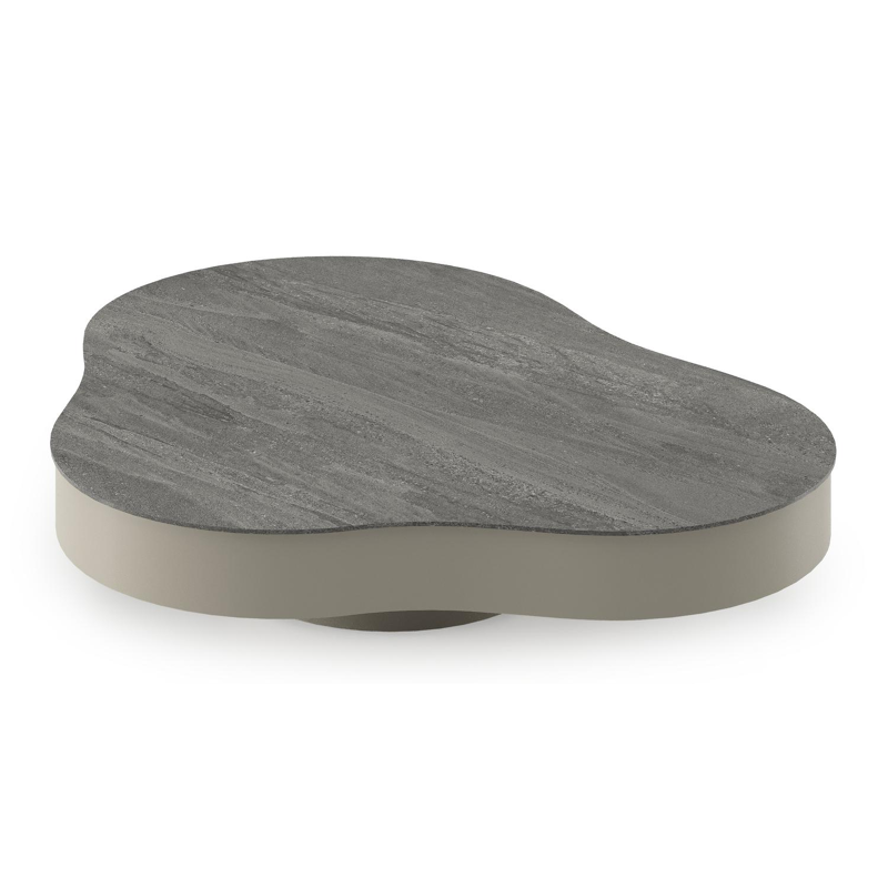 Lomano loungetafel cloud in beige aluminium en aluminium Aspen Grey - Dia. 131 x H 25 cm
