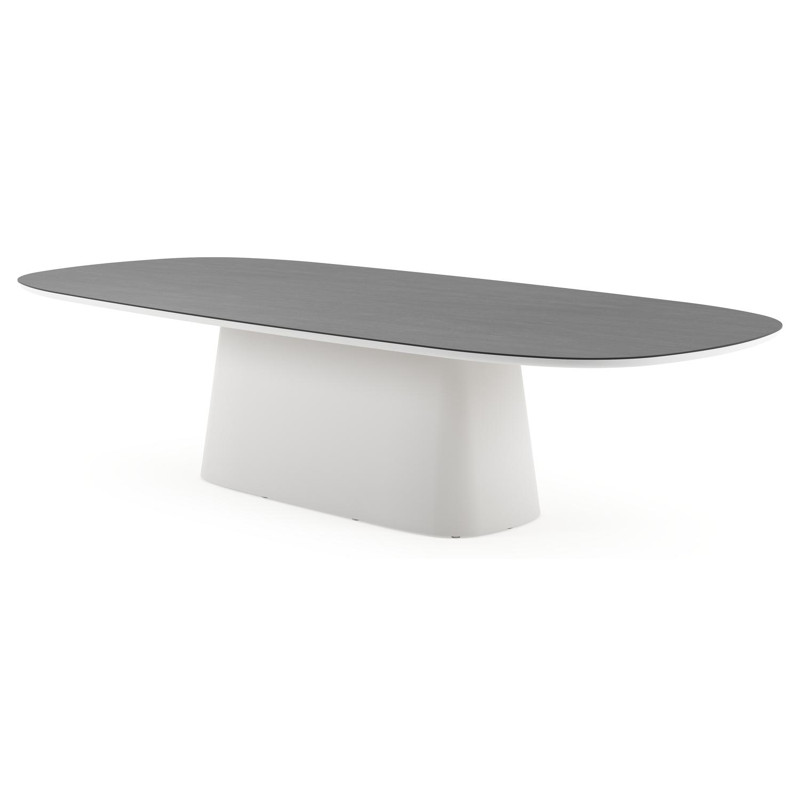 Amico tuintafel bombo xl in wit aluminium en volkeramiek Basalt Black - L 320 x B 148 x H 73.5 cm