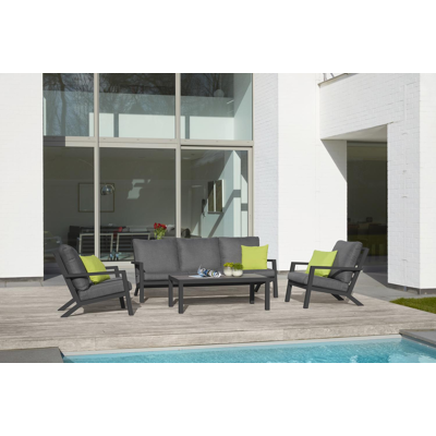 Alcudia loungeset in grijs aluminium met grijs polyester kussens