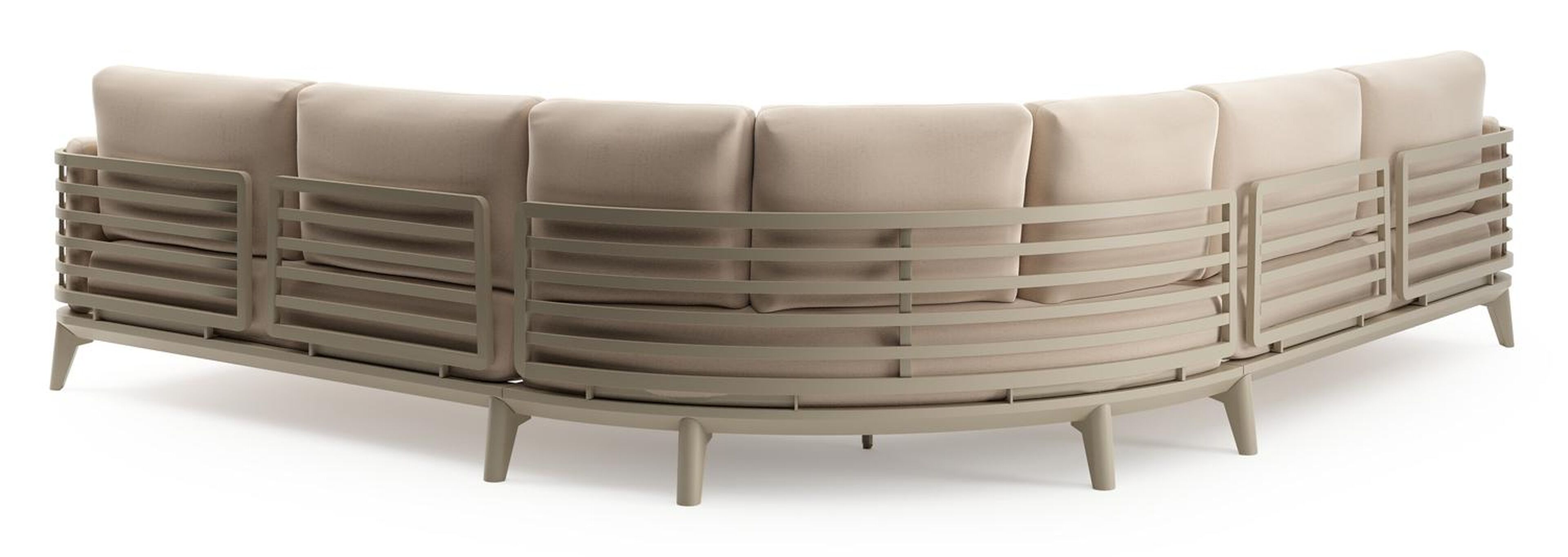 Mosa loungehoek in beige aluminium met natte linen chalk all weather sunbrella premium kussen