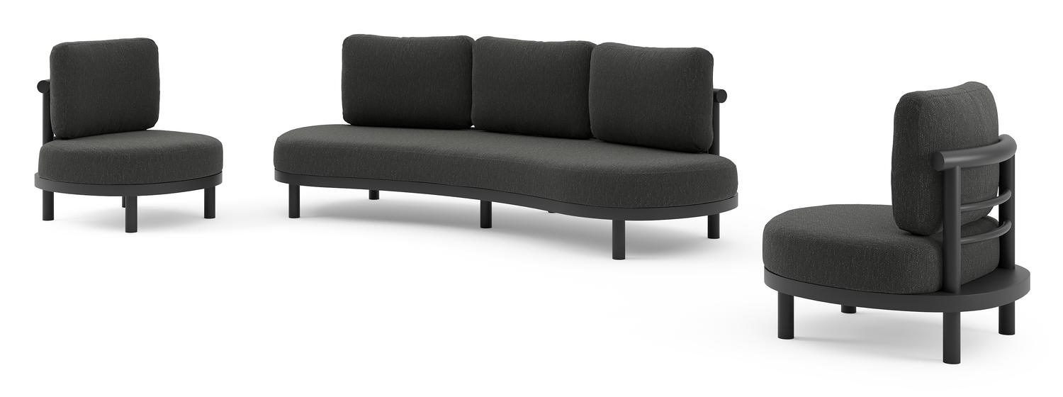Lindo loungeset in zwart aluminium met sky black weather+ softtouch kussen