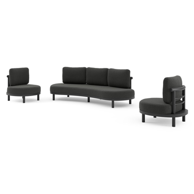 Lindo loungeset in zwart aluminium met sky black weather+ softtouch kussen