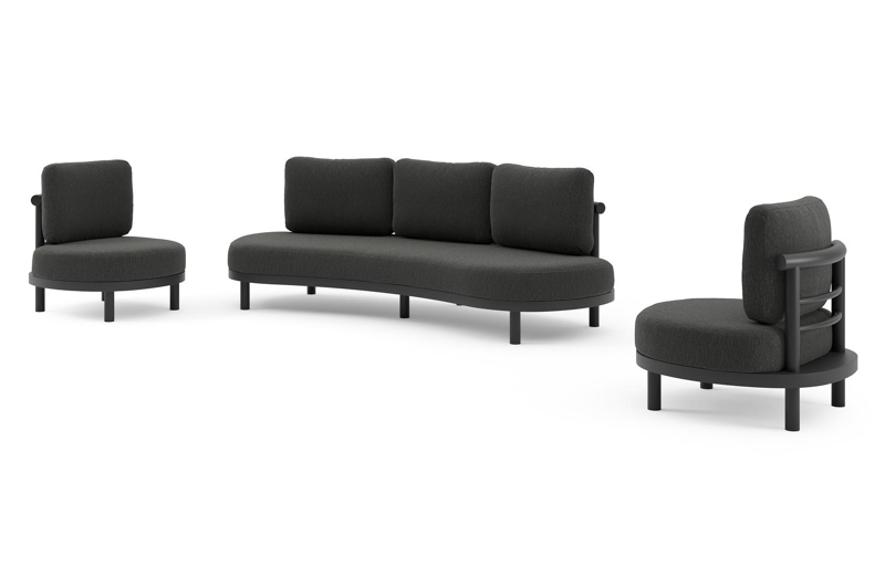 Lindo loungeset in zwart aluminium met sky black weather+ softtouch kussen