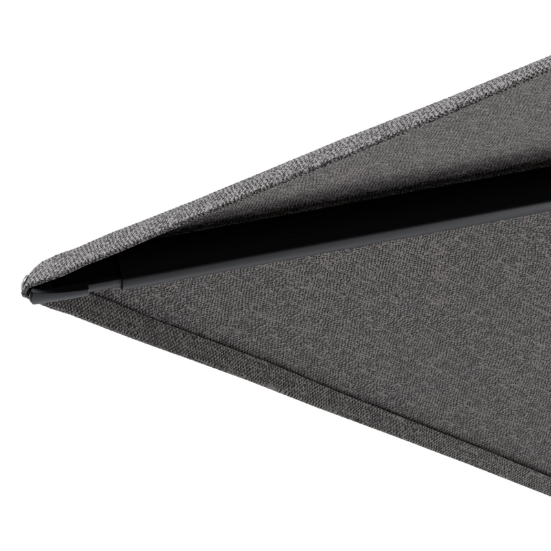 Minore zweefparasol met tiltfunctie in zwart aluminium en Chartres Drizzle All Weather Sunbrella® Luxe parasoldoek - L1 350 x L2: 350 cm met parasolvoet Minore 260 kg met wielen