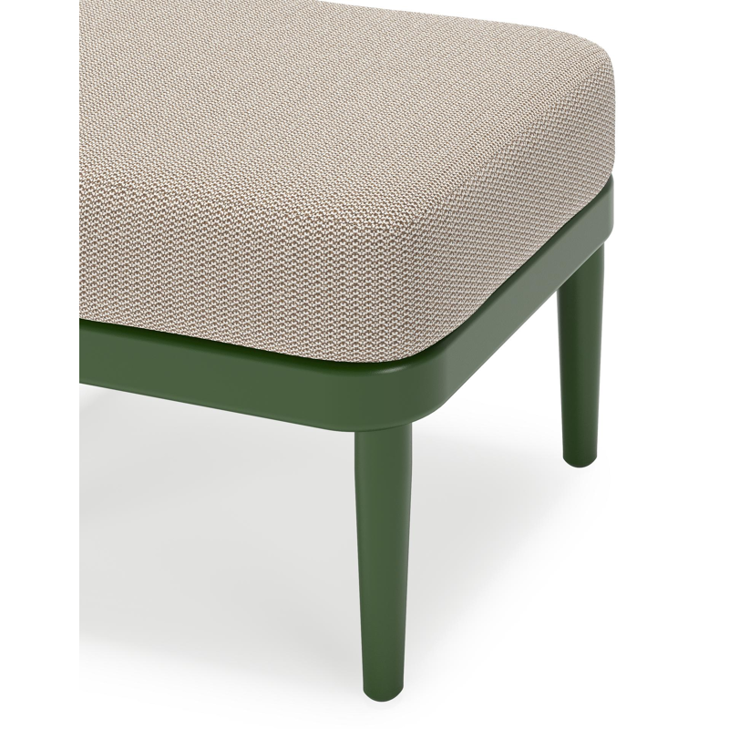 Orso poef in groen aluminium met Lopi Fossil all weather sunbrella® luxe kussen