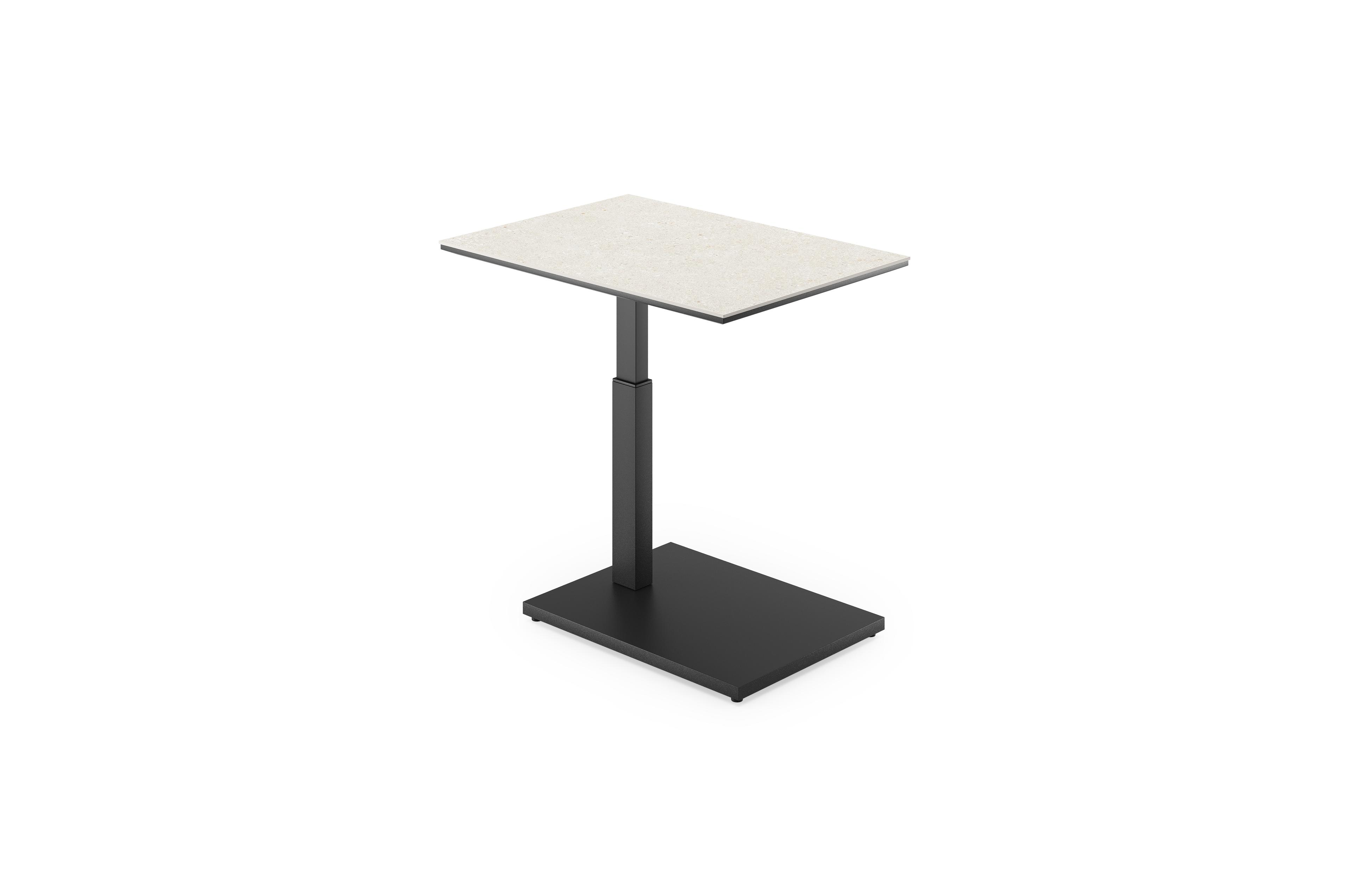 Cirello pop-up bijzettafel in zwart aluminium en shilin volkeramiek - L 70 x B 50 x H 44/66 cm