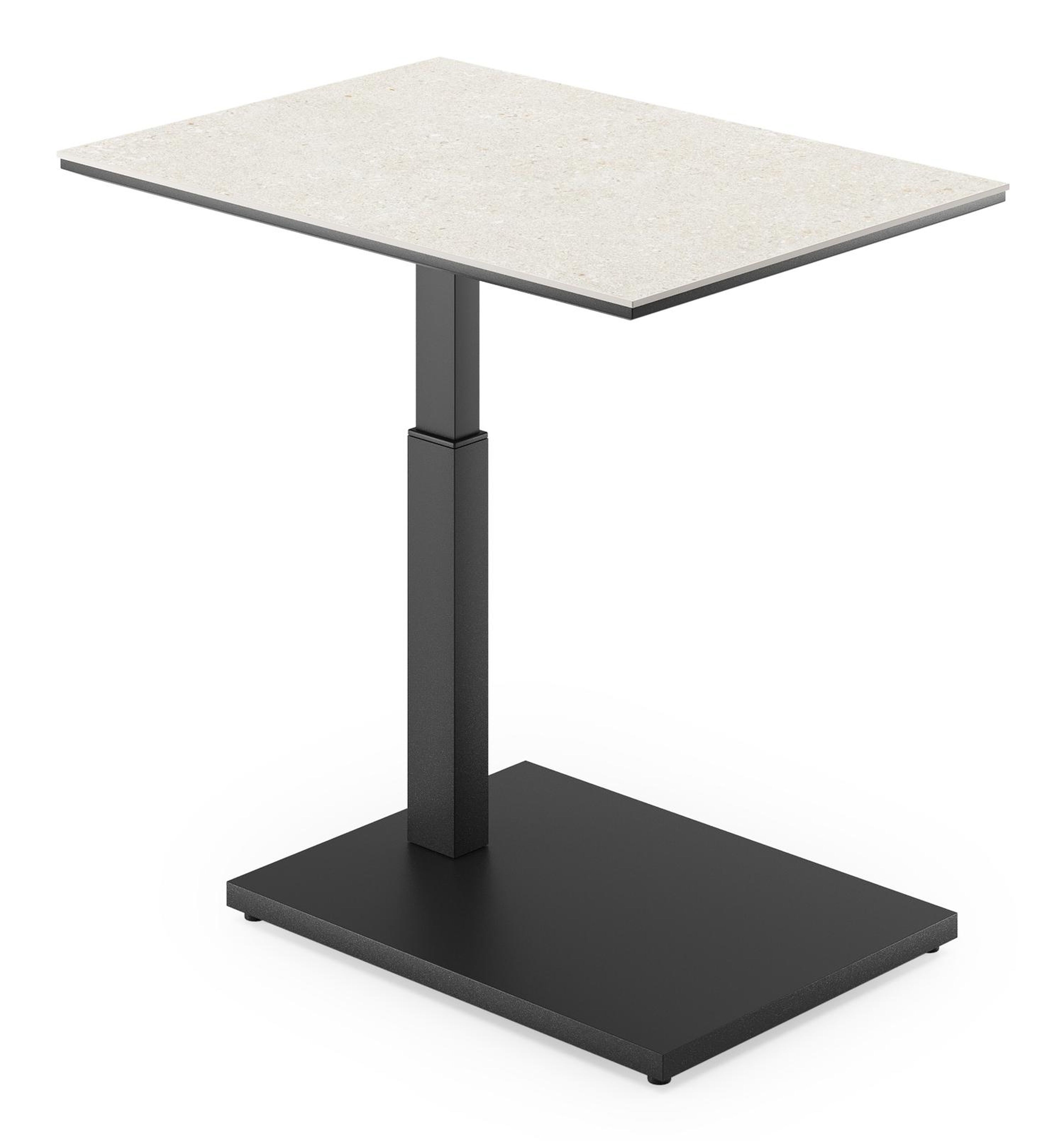 Cirello pop-up bijzettafel in zwart aluminium en shilin volkeramiek - L 70 x B 50 x H 44/66 cm