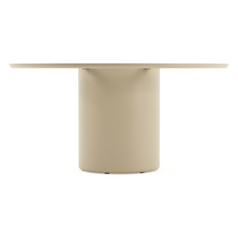 Amico tuintafel rond in beige aluminium en volkeramiek Shilin - Dia. 148 x H 73.5 cm